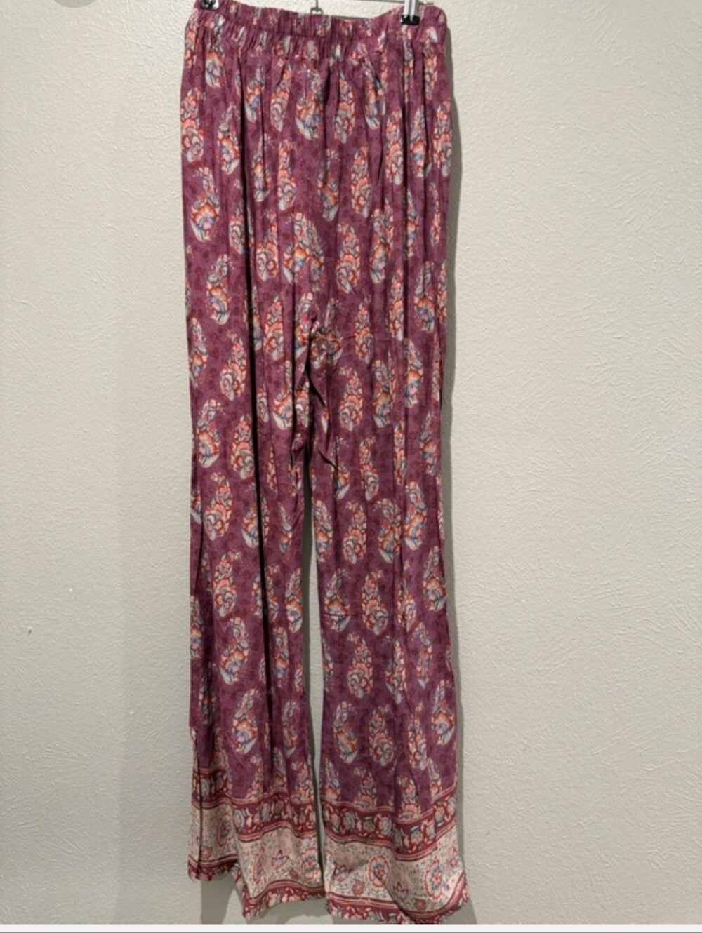 Easel Boho Maroon Paisley Two-Piece Halter Top + Wide Leg Pants Set, Sz M, NWT - Picture 3 of 5